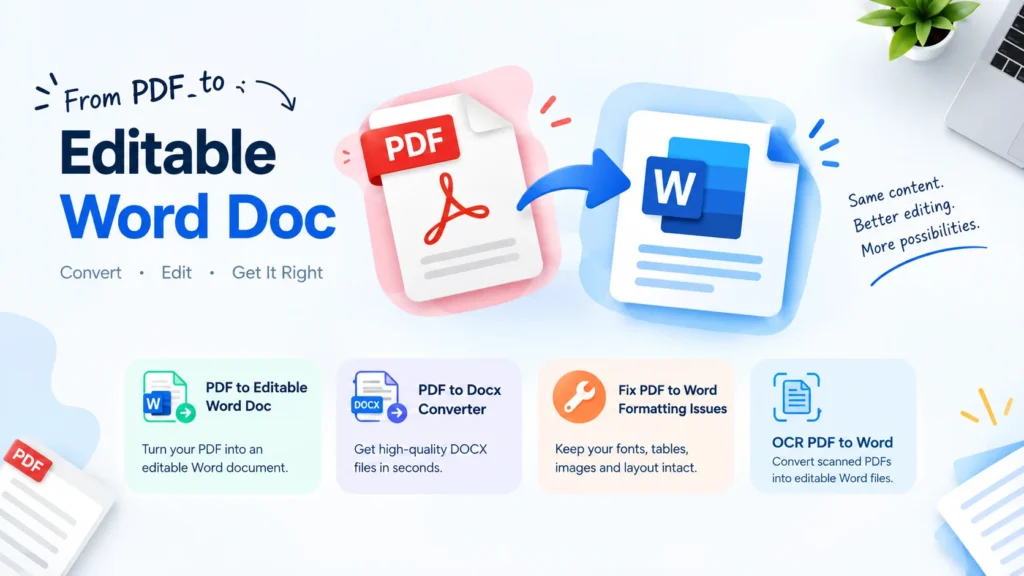 PDF to Editable Word Doc, PDF to Docx Converter, fix PDF to Word Formatting issues, OCR PDF to Word | Free Converter Lab