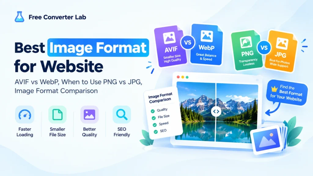 best image format for website speed, best image format for SEO, fastest image format for websites, best format for web images | Free Converter Lab